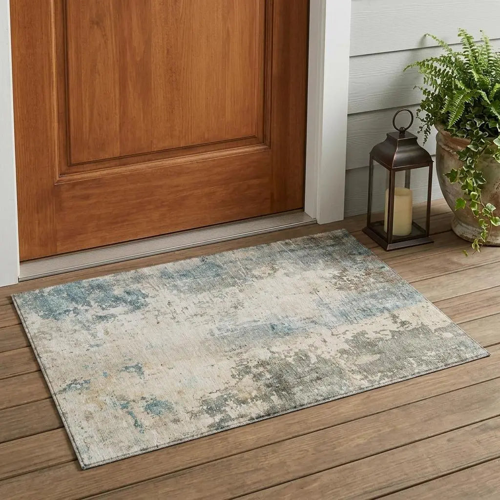 3' X 5' Ivory And Beige Abstract Washable Indoor Outdoor Area Rug Homeroots Outdoor
