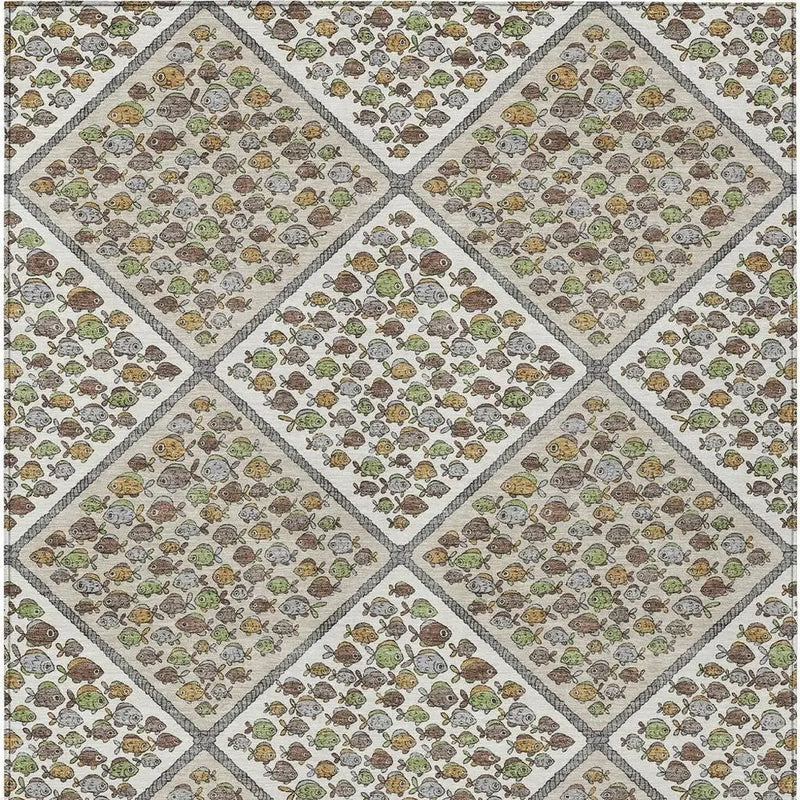 3' X 5' Ivory And Beige Abstract Washable Indoor Outdoor Area Rug Homeroots Outdoor
