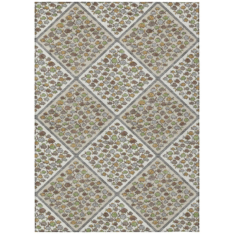 3' X 5' Ivory And Beige Abstract Washable Indoor Outdoor Area Rug Homeroots Outdoor