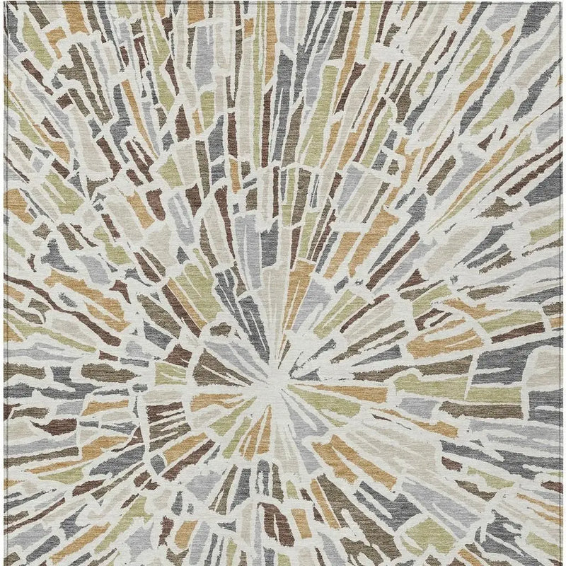 3' X 5' Ivory And Beige Abstract Washable Indoor Outdoor Area Rug Homeroots Outdoor