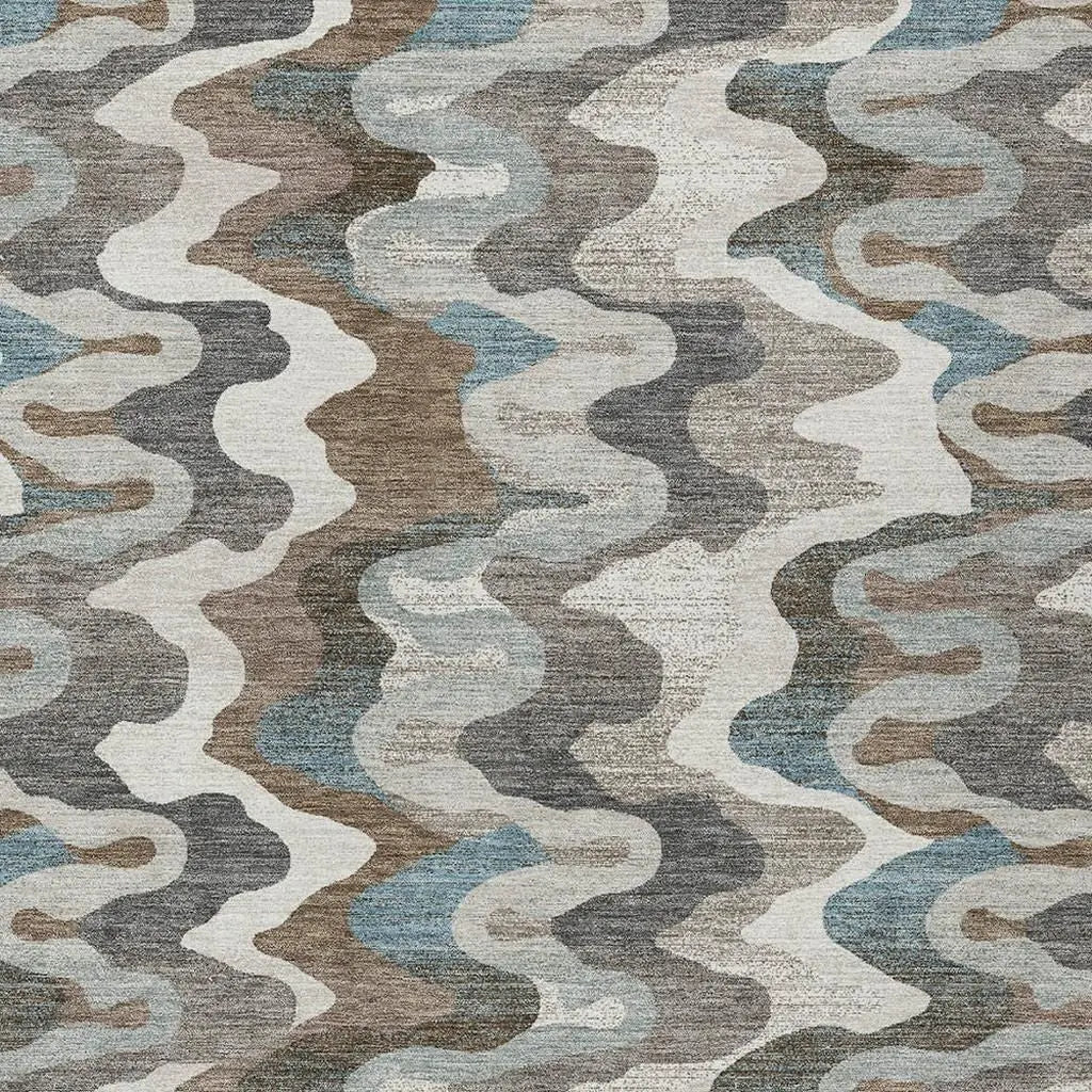 3' X 5' Ivory And Beige Abstract Washable Indoor Outdoor Area Rug Homeroots Outdoor
