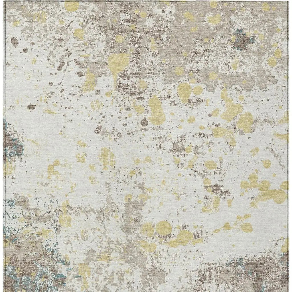 3' X 5' Ivory And Beige Abstract Washable Indoor Outdoor Area Rug Homeroots Outdoor