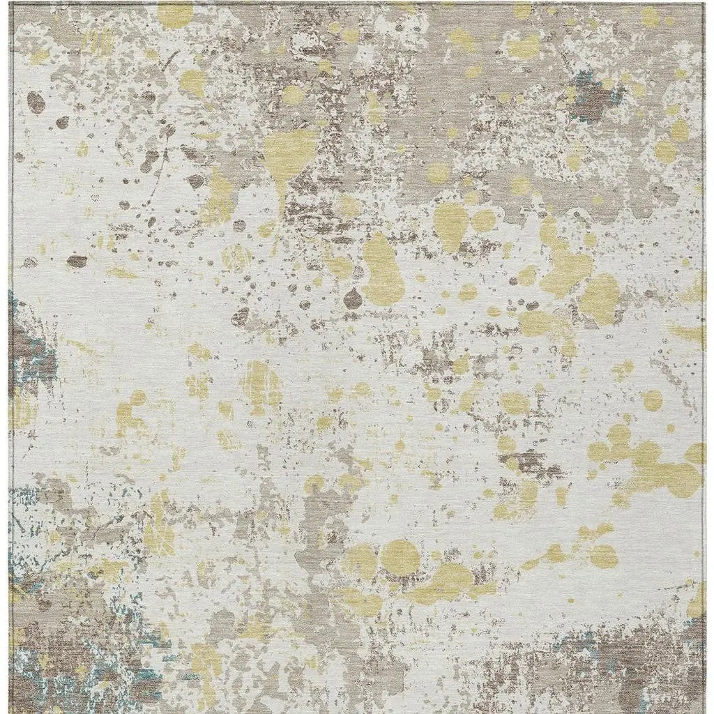 3' X 5' Ivory And Beige Abstract Washable Indoor Outdoor Area Rug Homeroots Outdoor