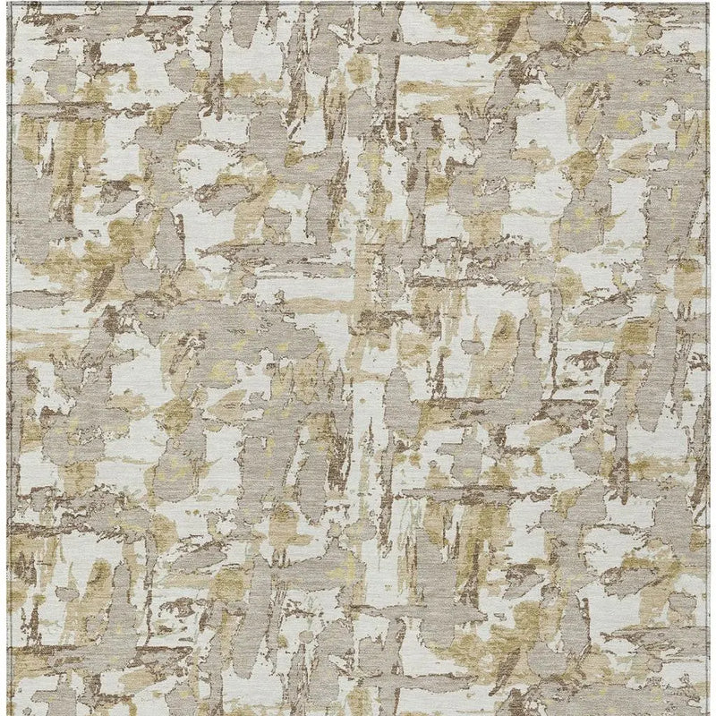 3' X 5' Ivory And Beige Abstract Washable Indoor Outdoor Area Rug Homeroots Outdoor