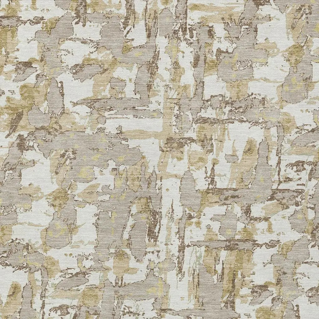 3' X 5' Ivory And Beige Abstract Washable Indoor Outdoor Area Rug Homeroots Outdoor