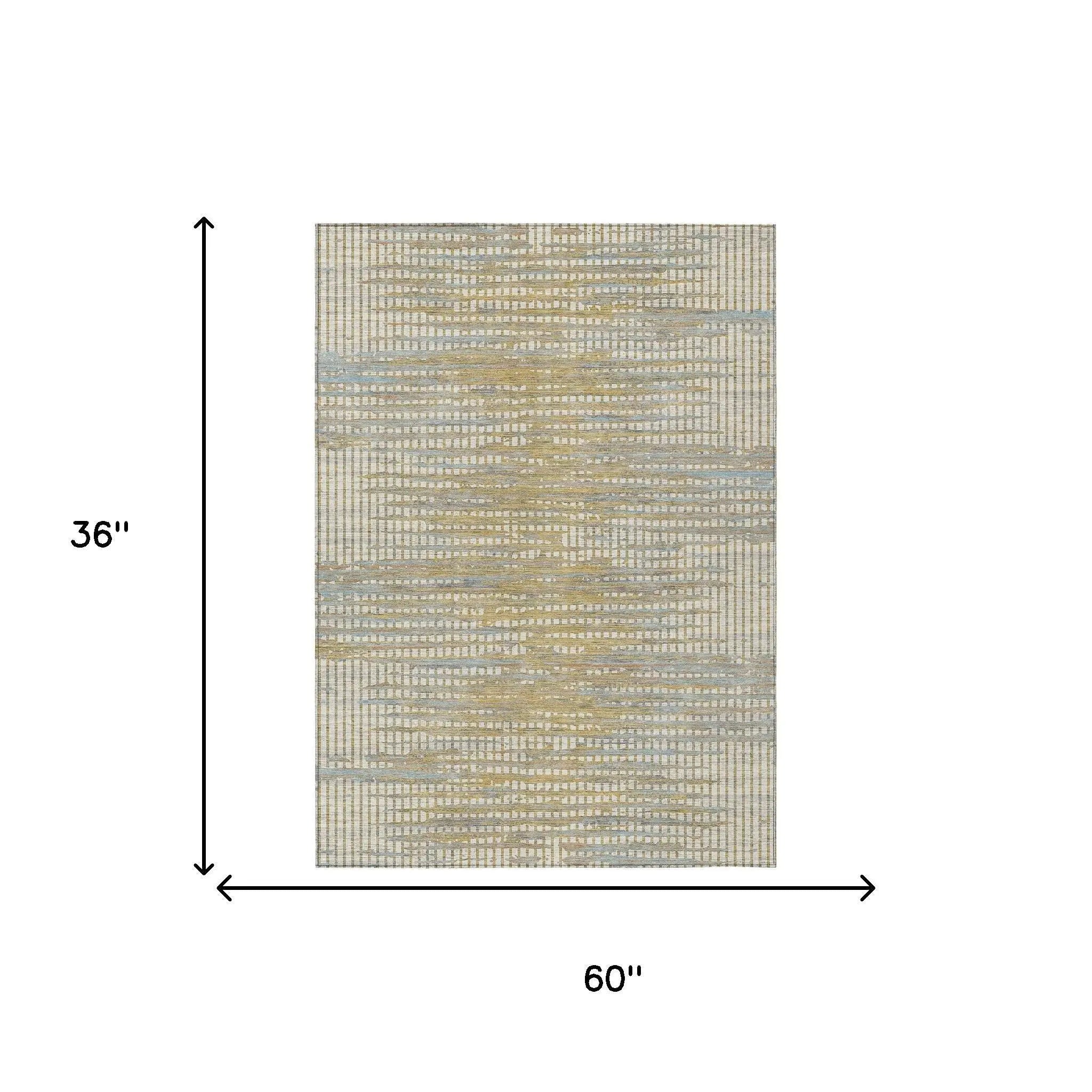 3' X 5' Ivory And Beige Abstract Washable Indoor Outdoor Area Rug Homeroots Outdoor