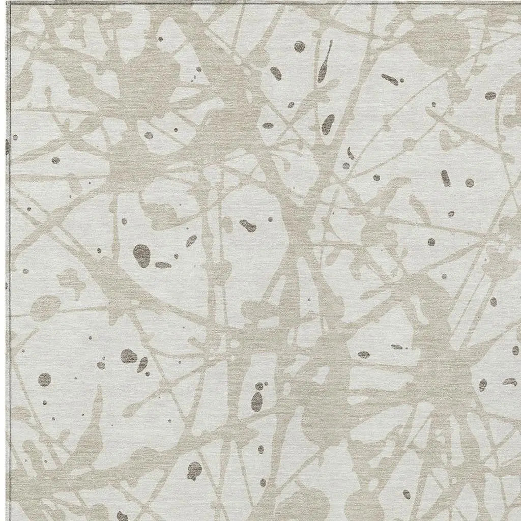 3' X 5' Ivory And Beige Abstract Washable Indoor Outdoor Area Rug Homeroots Outdoor