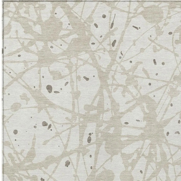 3' X 5' Ivory And Beige Abstract Washable Indoor Outdoor Area Rug Homeroots Outdoor