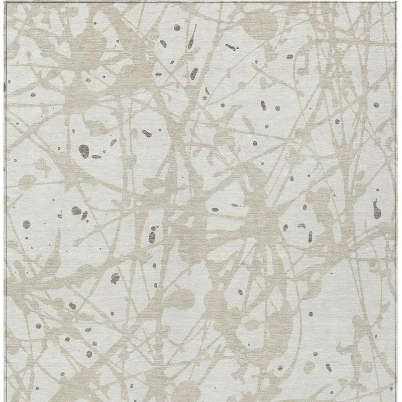 3' X 5' Ivory And Beige Abstract Washable Indoor Outdoor Area Rug Homeroots Outdoor