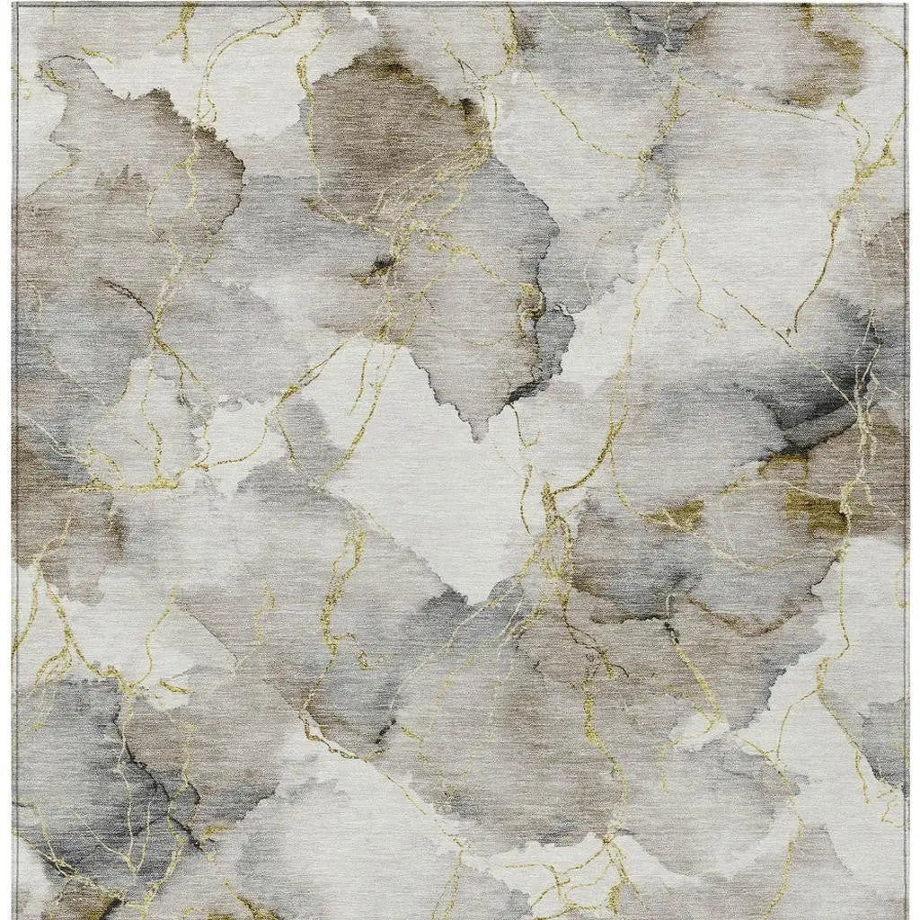 3' X 5' Ivory And Beige Abstract Washable Indoor Outdoor Area Rug Homeroots Outdoor