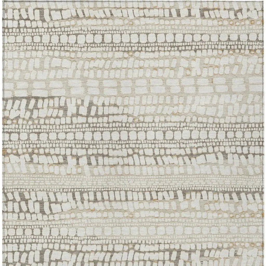 3' X 5' Ivory And Beige Abstract Washable Indoor Outdoor Area Rug Homeroots Outdoor