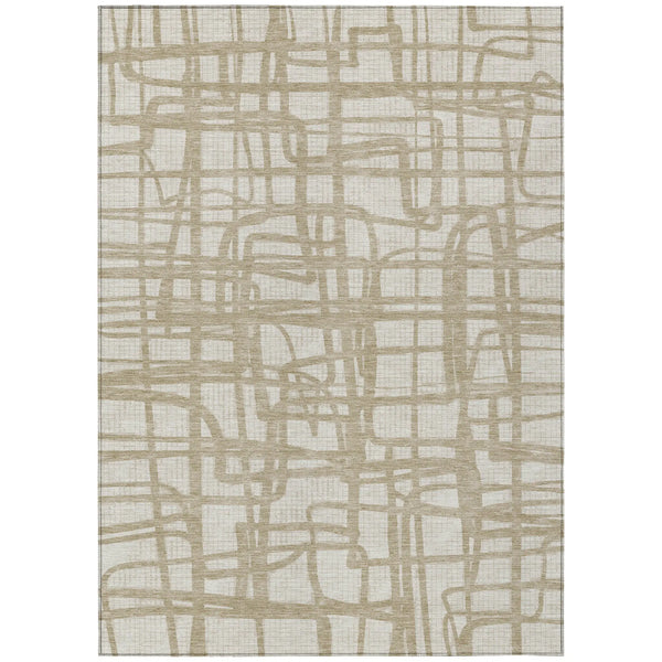3' X 5' Ivory And Beige Abstract Washable Indoor Outdoor Area Rug Homeroots Outdoor