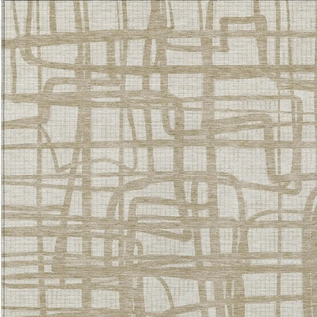 3' X 5' Ivory And Beige Abstract Washable Indoor Outdoor Area Rug Homeroots Outdoor