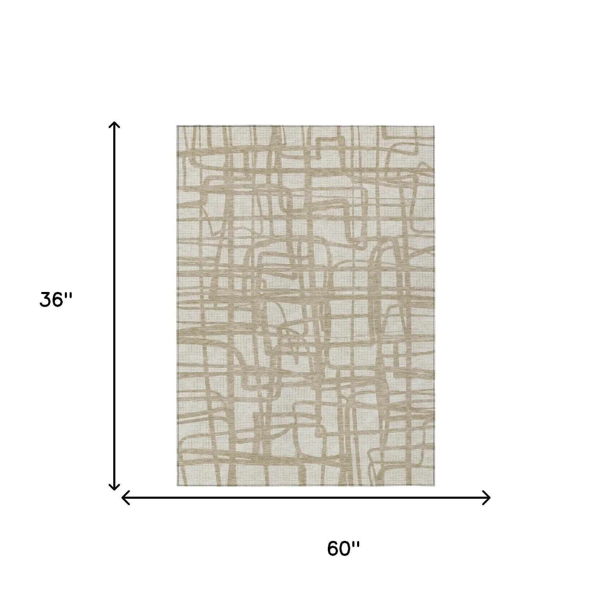 3' X 5' Ivory And Beige Abstract Washable Indoor Outdoor Area Rug Homeroots Outdoor