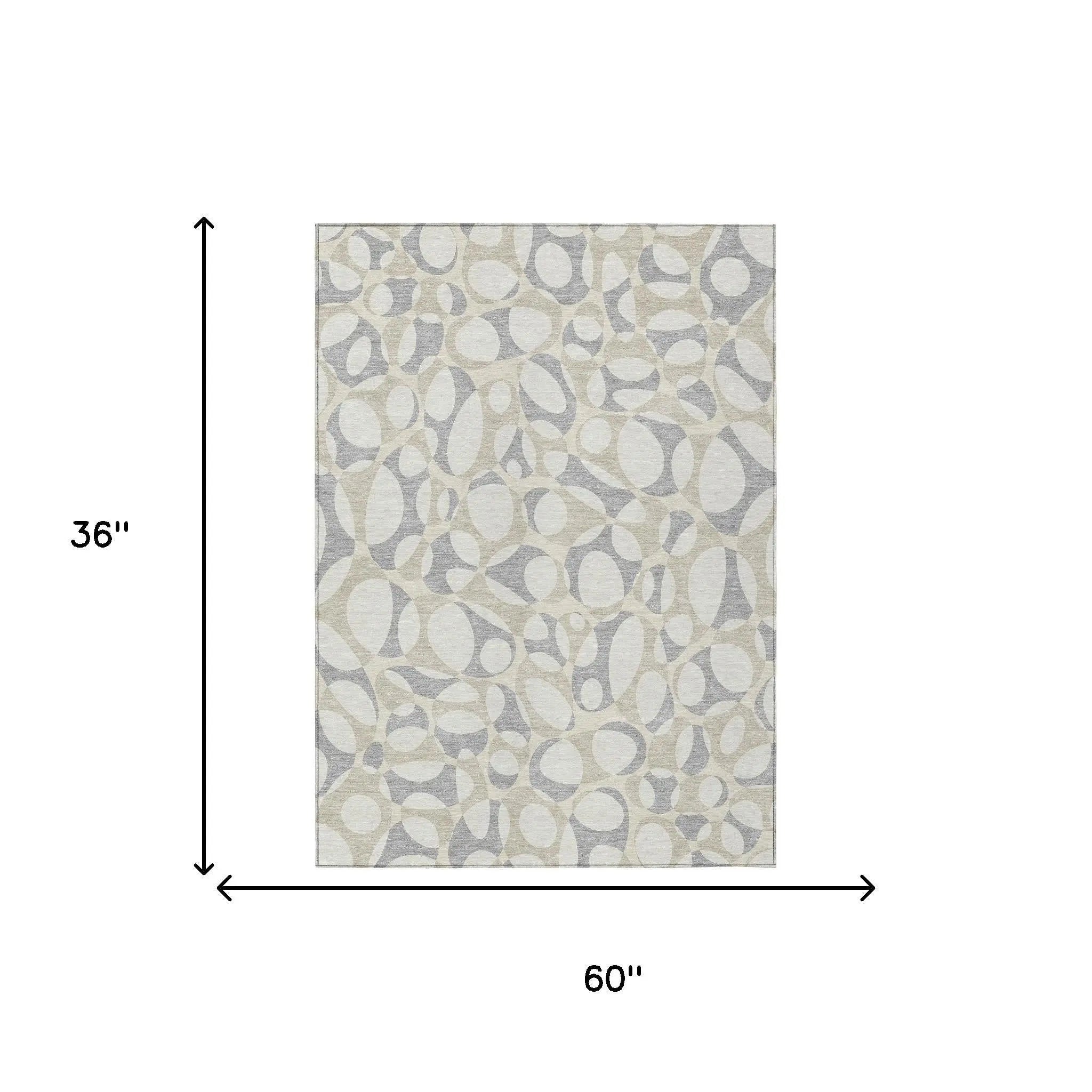3' X 5' Ivory And Beige Abstract Washable Indoor Outdoor Area Rug Homeroots Outdoor