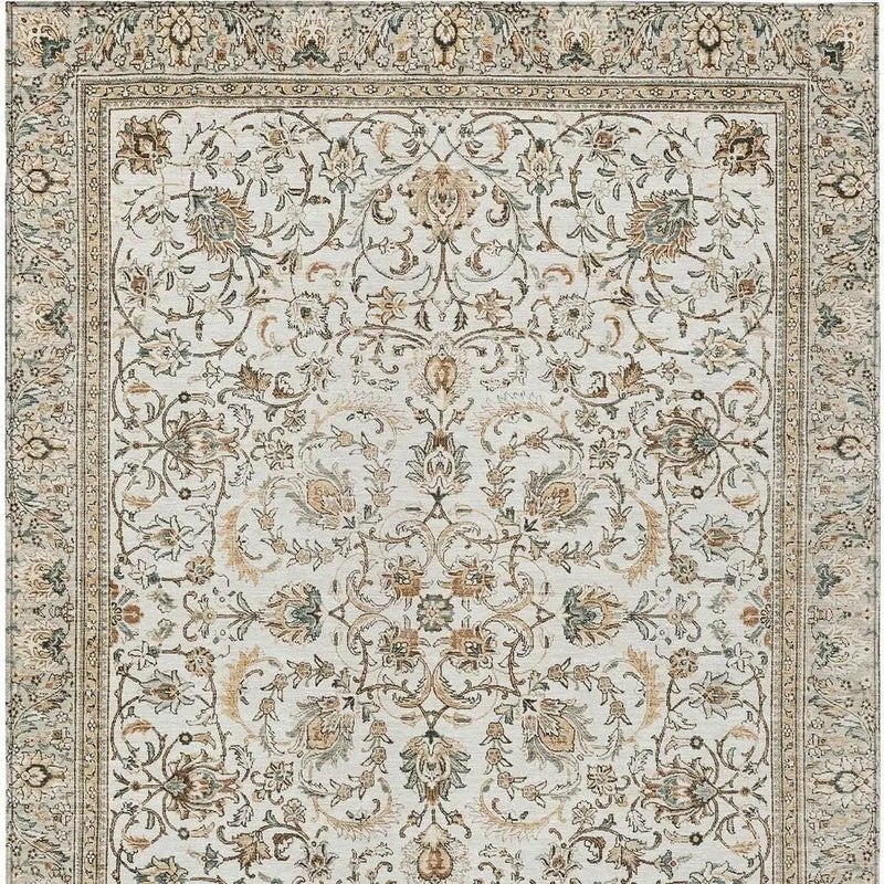 3' X 5' Ivory And Beige Botanical Leaves Washable Indoor Outdoor Area Rug Homeroots Outdoor