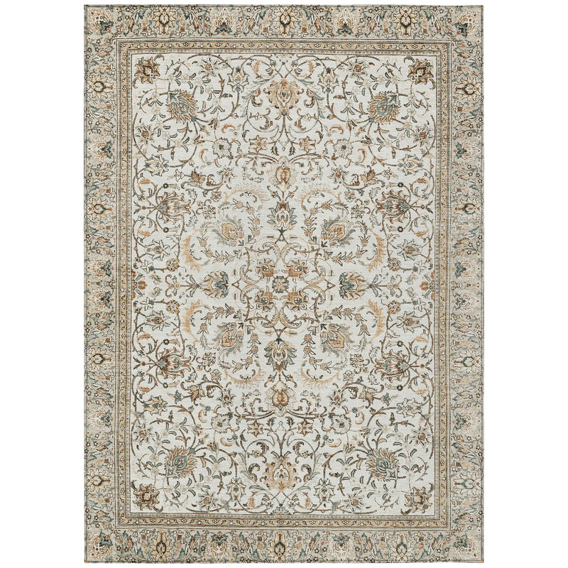 3' X 5' Ivory And Beige Botanical Leaves Washable Indoor Outdoor Area Rug Homeroots Outdoor