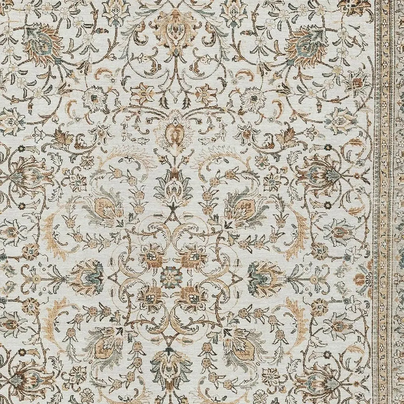3' X 5' Ivory And Beige Botanical Leaves Washable Indoor Outdoor Area Rug Homeroots Outdoor