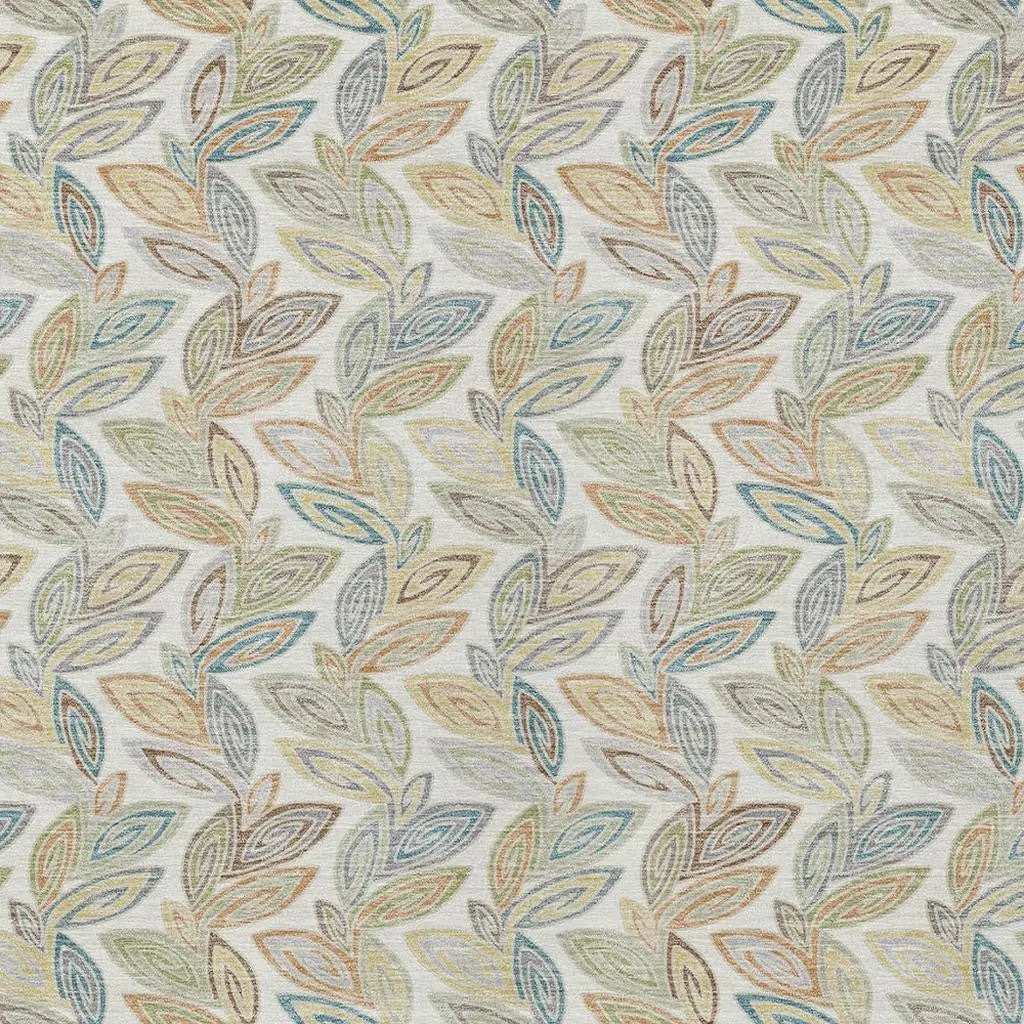 3' X 5' Ivory And Beige Botanical Leaves Washable Indoor Outdoor Area Rug Homeroots Outdoor
