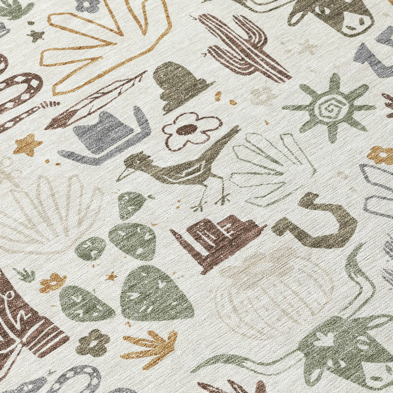 3' X 5' Ivory And Beige Cactus Washable Indoor Outdoor Area Rug Homeroots Outdoor