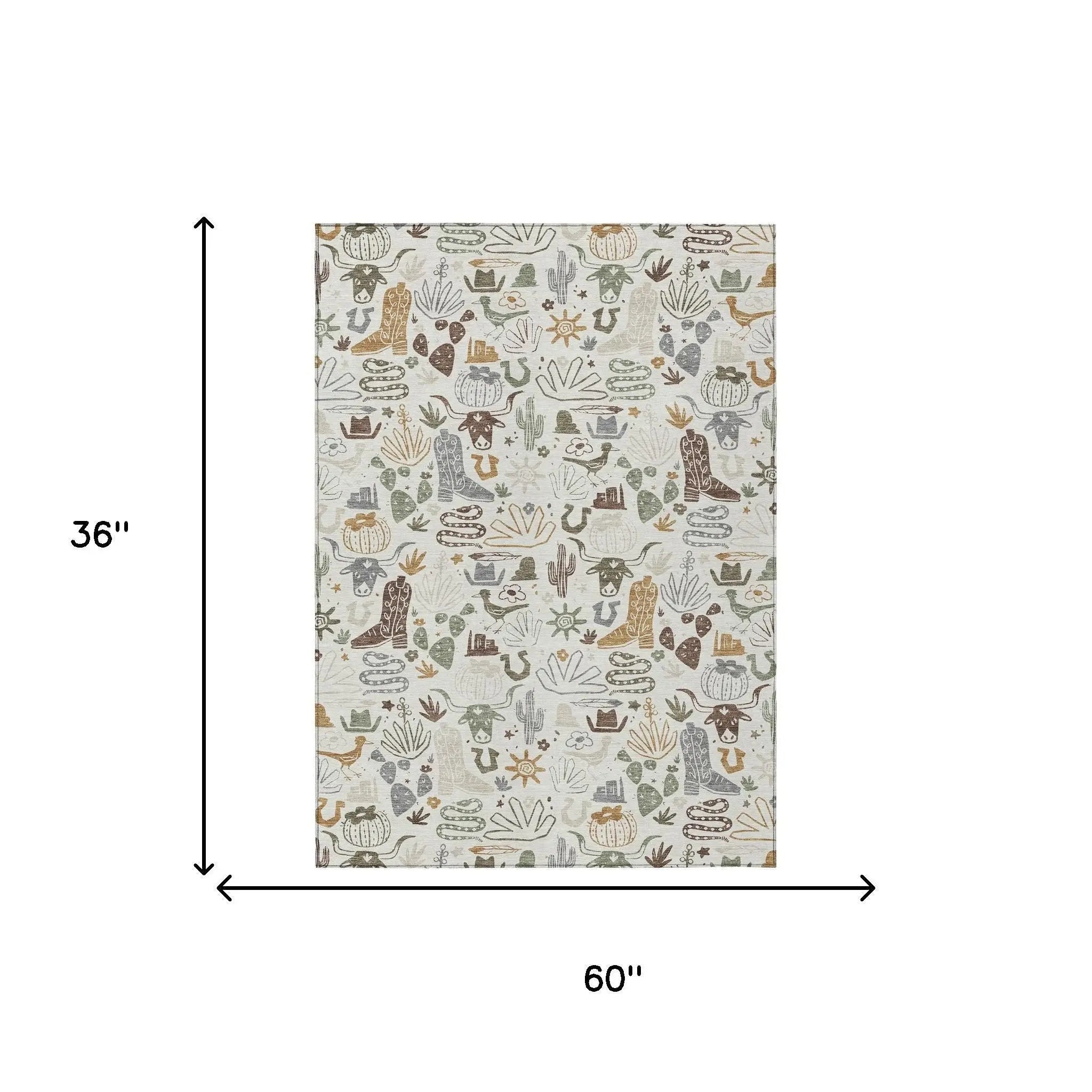 3' X 5' Ivory And Beige Cactus Washable Indoor Outdoor Area Rug Homeroots Outdoor