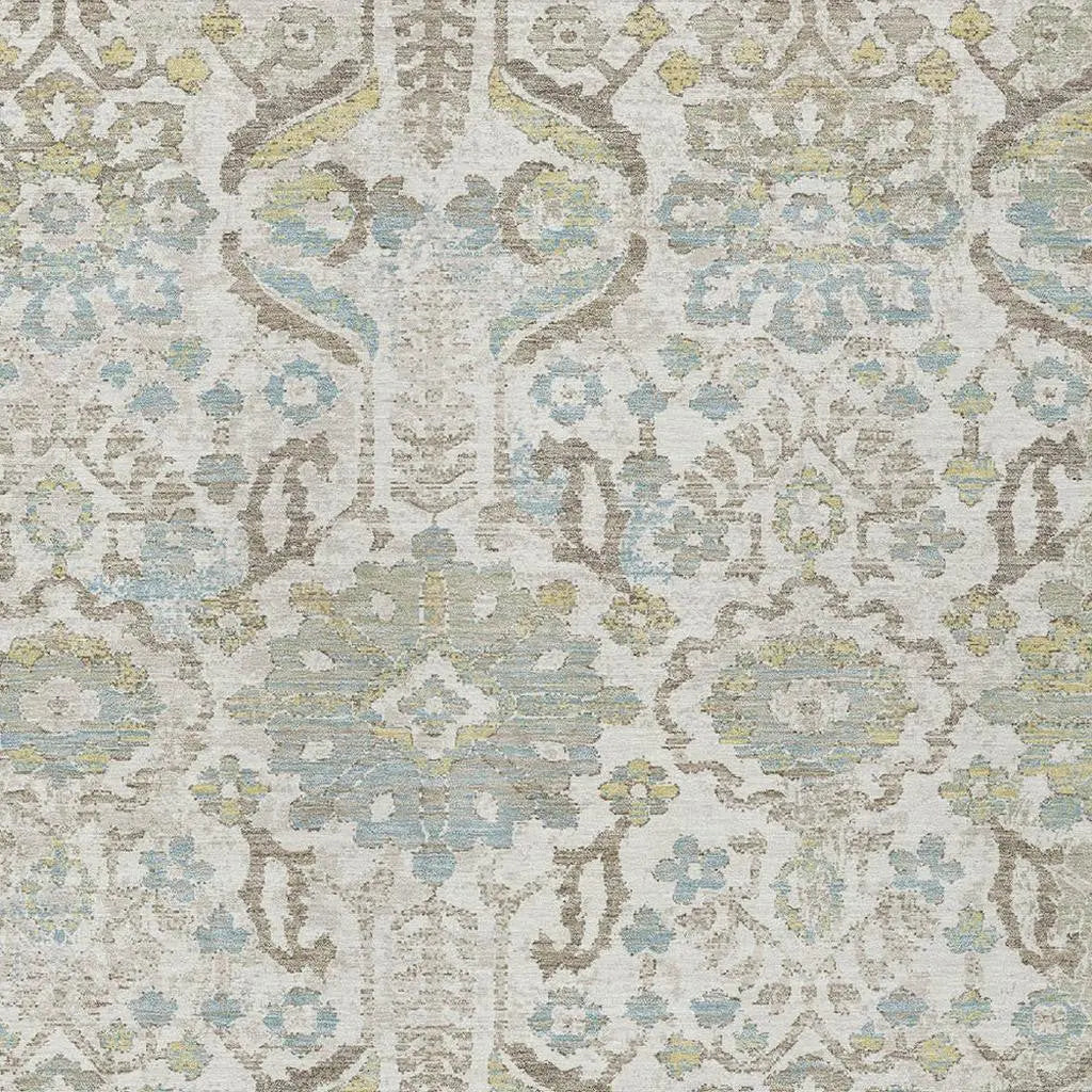 3' X 5' Ivory And Beige Damask Washable Indoor Outdoor Area Rug Homeroots Outdoor