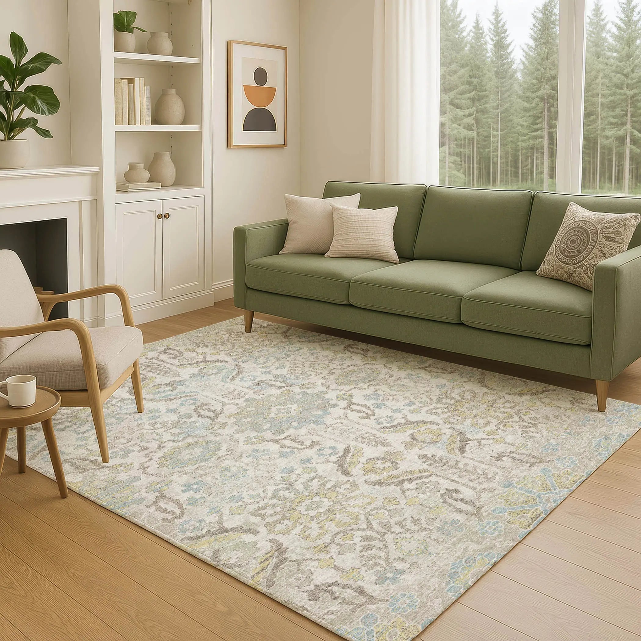 3' X 5' Ivory And Beige Damask Washable Indoor Outdoor Area Rug Homeroots Outdoor