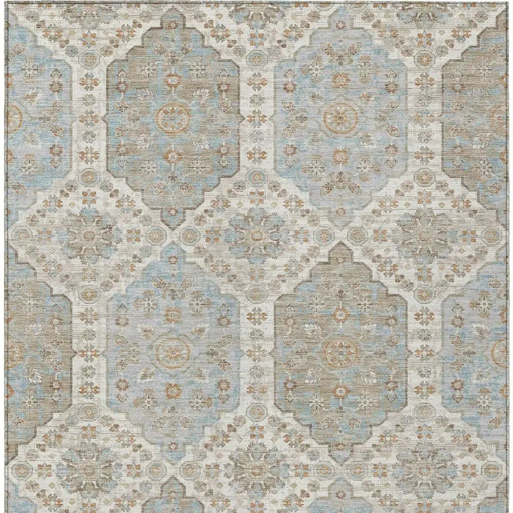 3' X 5' Ivory And Beige Damask Washable Indoor Outdoor Area Rug Homeroots Outdoor