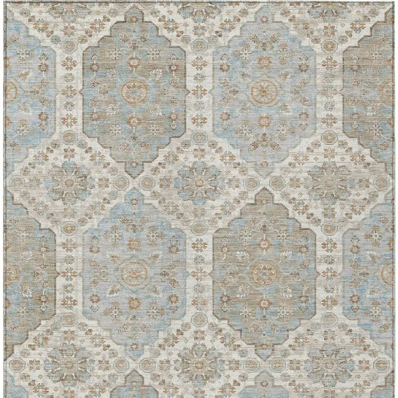 3' X 5' Ivory And Beige Damask Washable Indoor Outdoor Area Rug Homeroots Outdoor