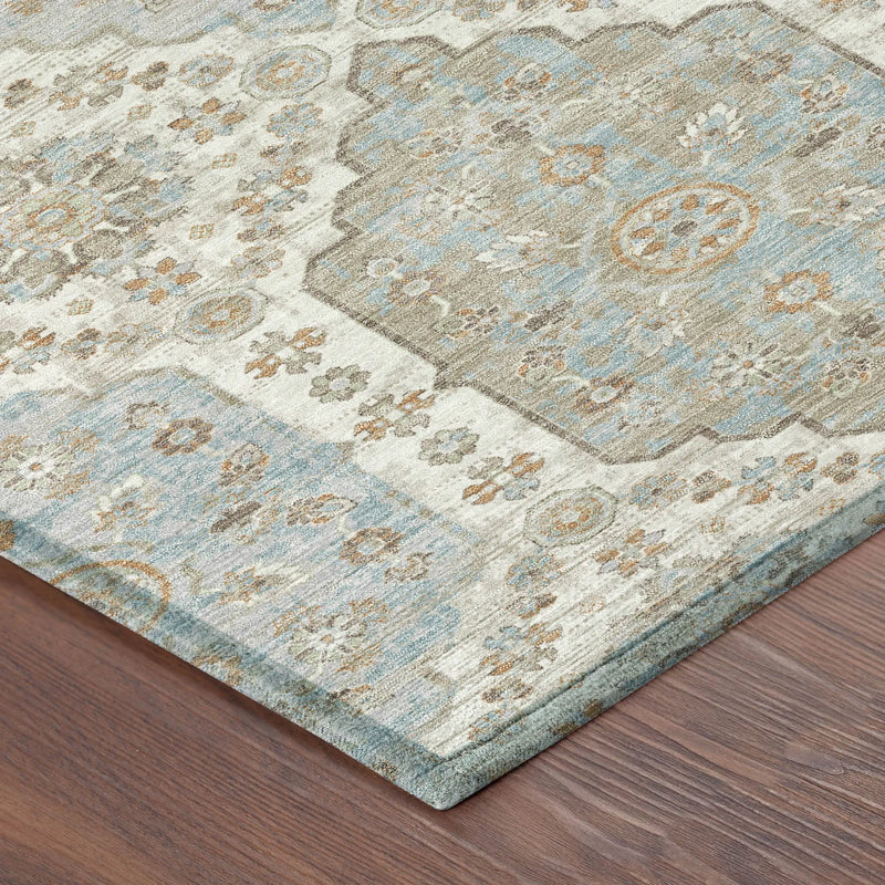 3' X 5' Ivory And Beige Damask Washable Indoor Outdoor Area Rug Homeroots Outdoor