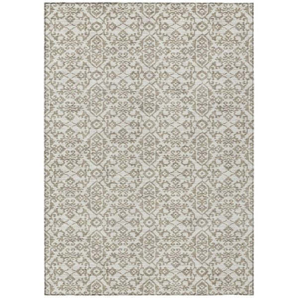3' X 5' Ivory And Beige Damask Washable Indoor Outdoor Area Rug Homeroots Outdoor