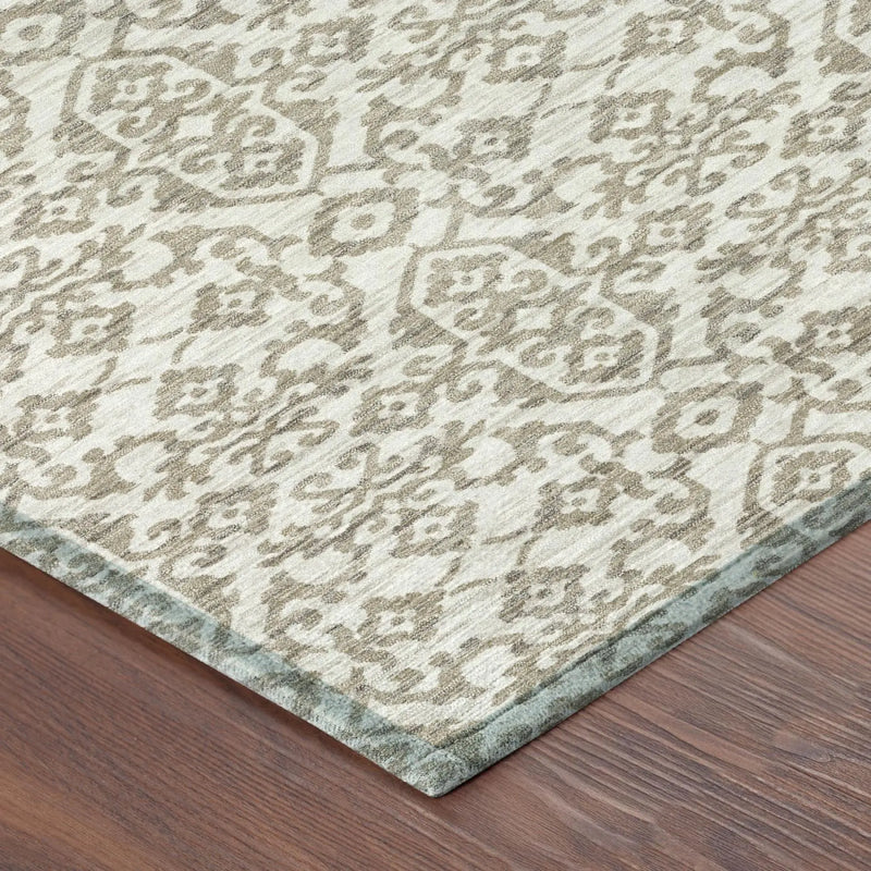 3' X 5' Ivory And Beige Damask Washable Indoor Outdoor Area Rug Homeroots Outdoor