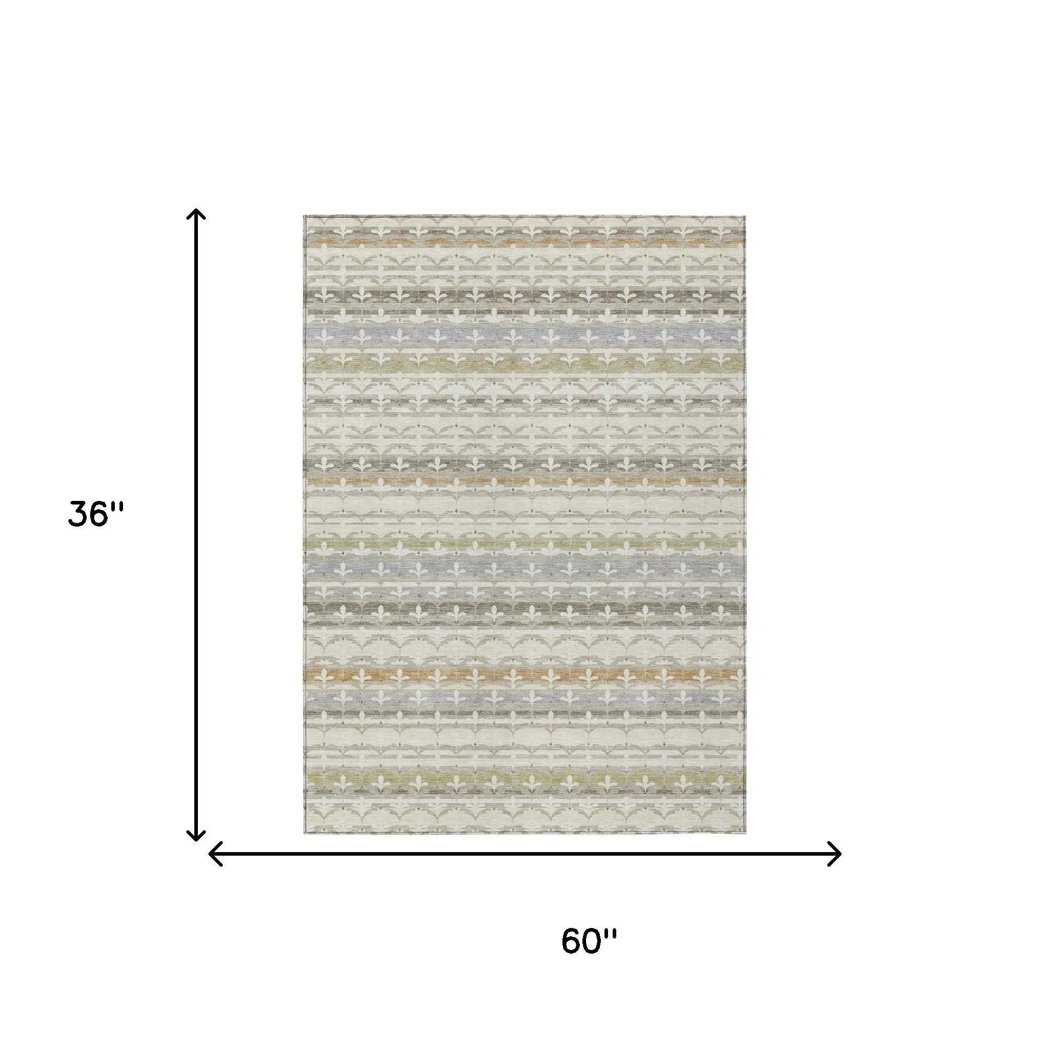 3' X 5' Ivory And Beige Damask Washable Indoor Outdoor Area Rug Homeroots Outdoor