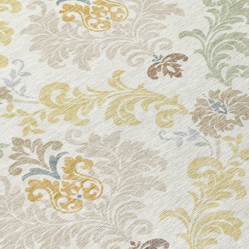 3' X 5' Ivory And Beige Damask Washable Indoor Outdoor Area Rug Homeroots Outdoor