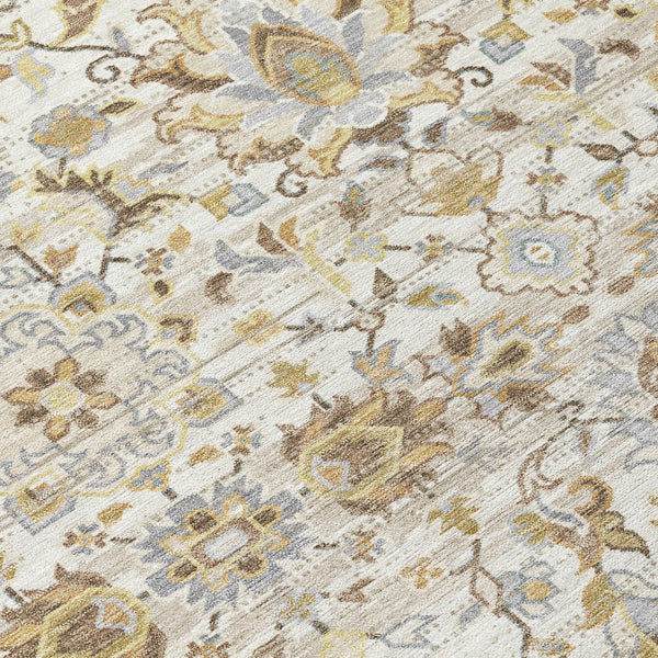 3' X 5' Ivory And Beige Floral Medallion Washable Indoor Outdoor Area Rug Homeroots Outdoor