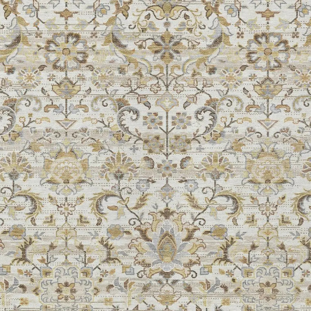 3' X 5' Ivory And Beige Floral Medallion Washable Indoor Outdoor Area Rug Homeroots Outdoor