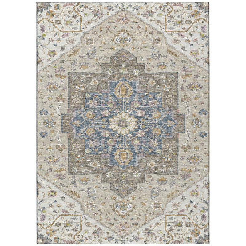 3' X 5' Ivory And Beige Floral Medallion Washable Indoor Outdoor Area Rug Homeroots Outdoor