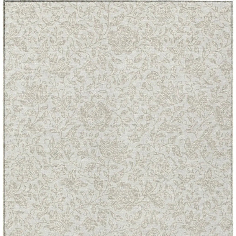 3' X 5' Ivory And Beige Floral Washable Indoor Outdoor Area Rug Homeroots Outdoor