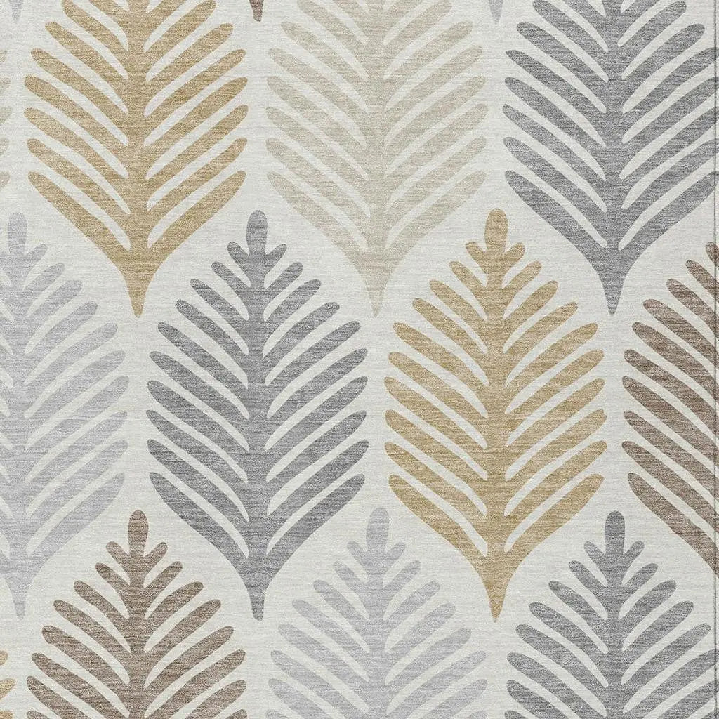 3' X 5' Ivory And Beige Floral Washable Indoor Outdoor Area Rug Homeroots Outdoor