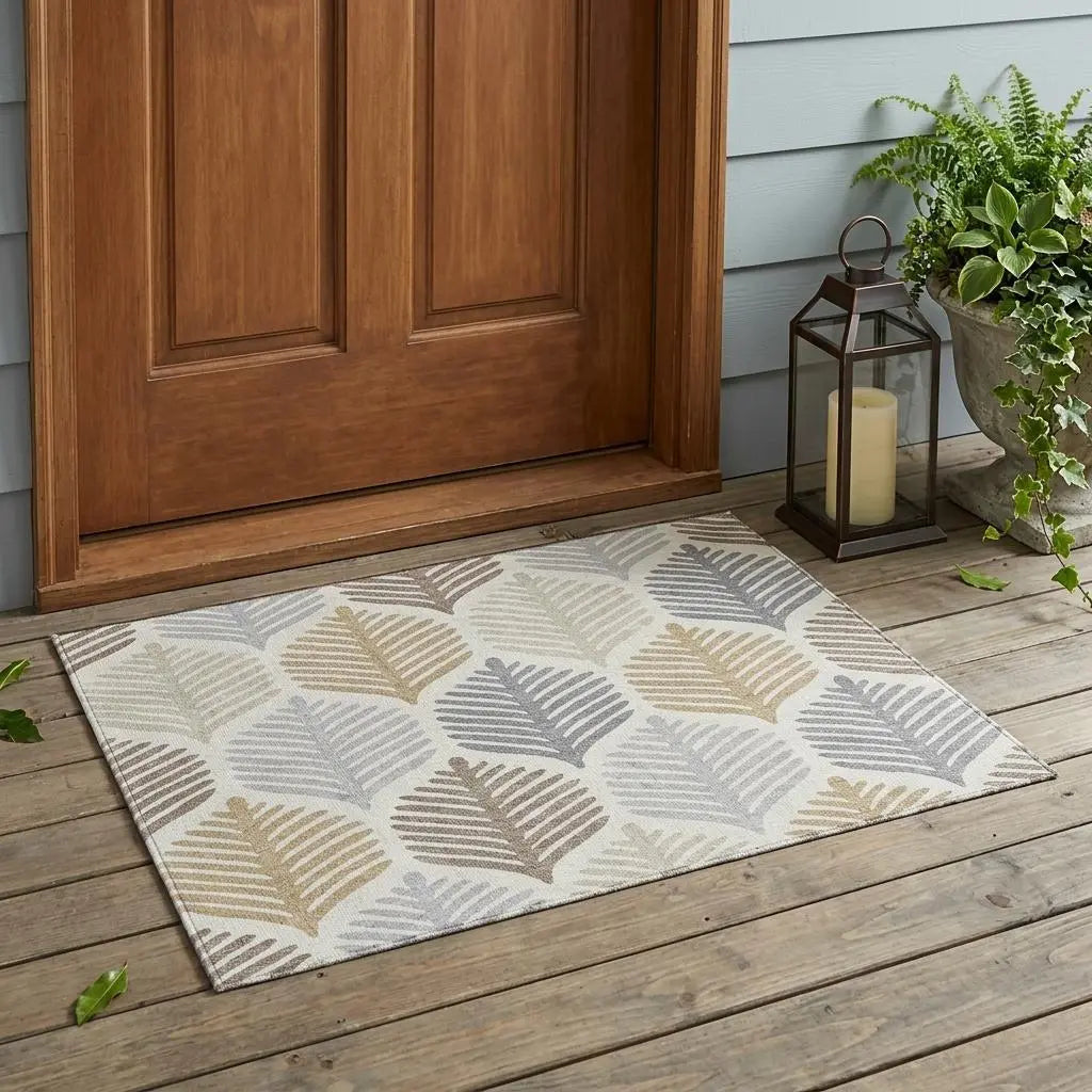 3' X 5' Ivory And Beige Floral Washable Indoor Outdoor Area Rug Homeroots Outdoor