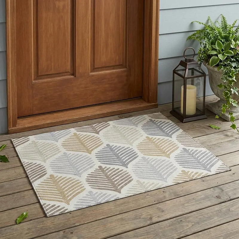 3' X 5' Ivory And Beige Floral Washable Indoor Outdoor Area Rug Homeroots Outdoor