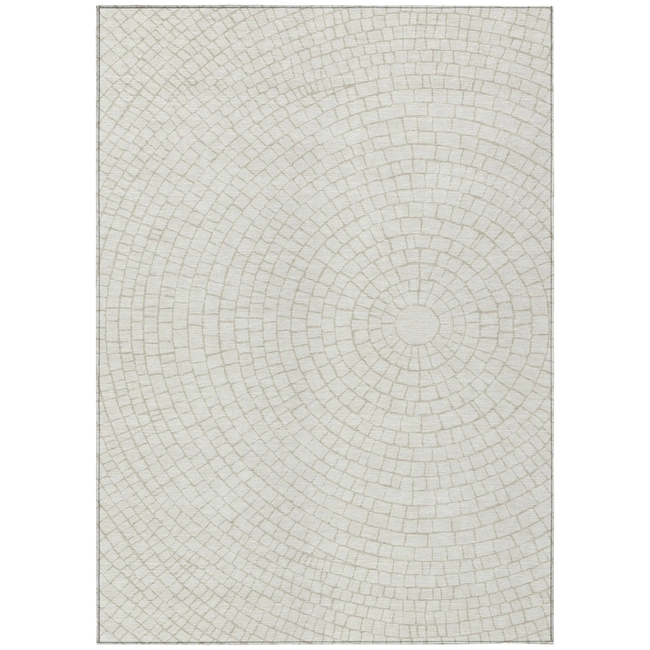 3' X 5' Ivory And Beige Geometric Washable Indoor Outdoor Area Rug Homeroots Outdoor