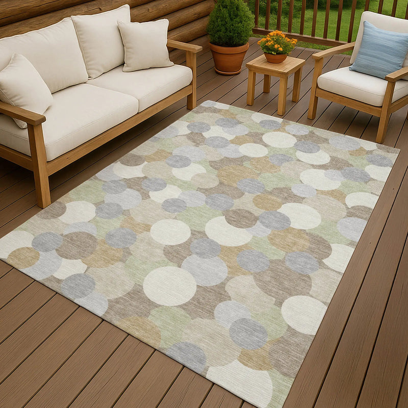 3' X 5' Ivory And Beige Geometric Washable Indoor Outdoor Area Rug Homeroots Outdoor