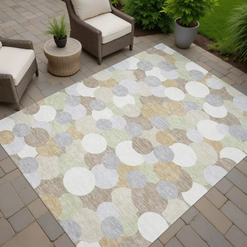 3' X 5' Ivory And Beige Geometric Washable Indoor Outdoor Area Rug Homeroots Outdoor