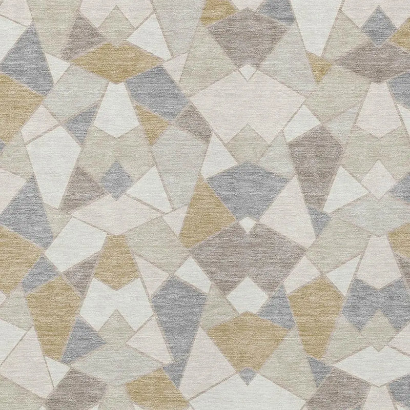 3' X 5' Ivory And Beige Geometric Washable Indoor Outdoor Area Rug Homeroots Outdoor