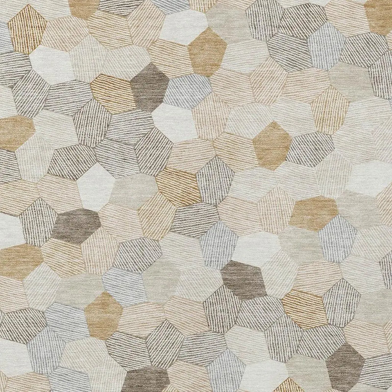 3' X 5' Ivory And Beige Geometric Washable Indoor Outdoor Area Rug Homeroots Outdoor