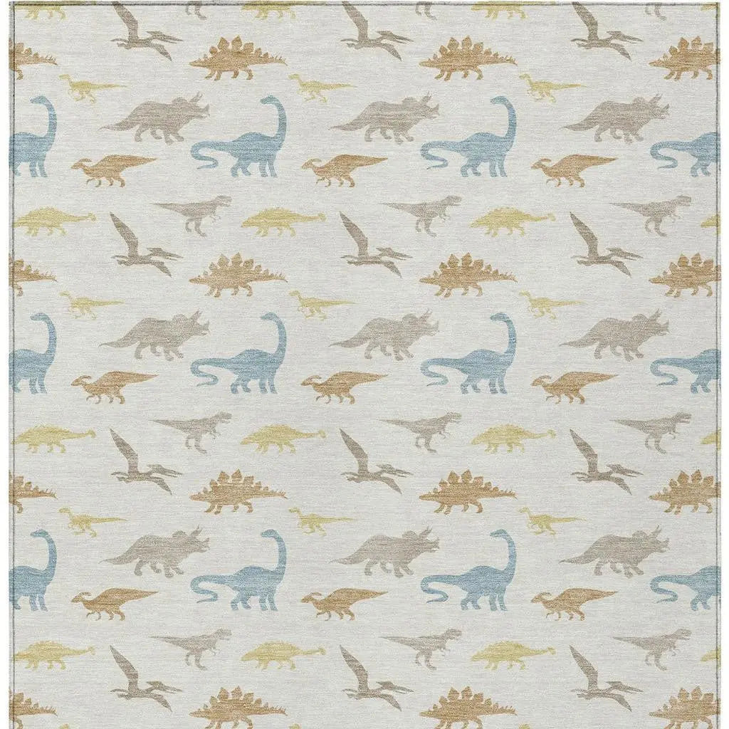 3' X 5' Ivory And Beige Geometric Washable Indoor Outdoor Area Rug Homeroots Outdoor