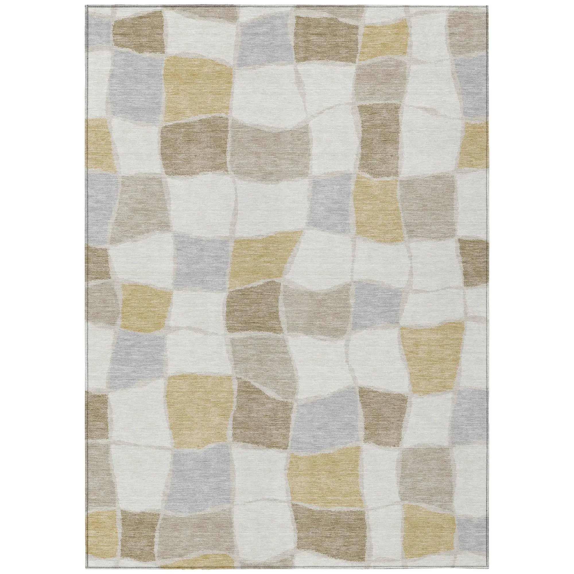 3' X 5' Ivory And Beige Geometric Washable Indoor Outdoor Area Rug Homeroots Outdoor