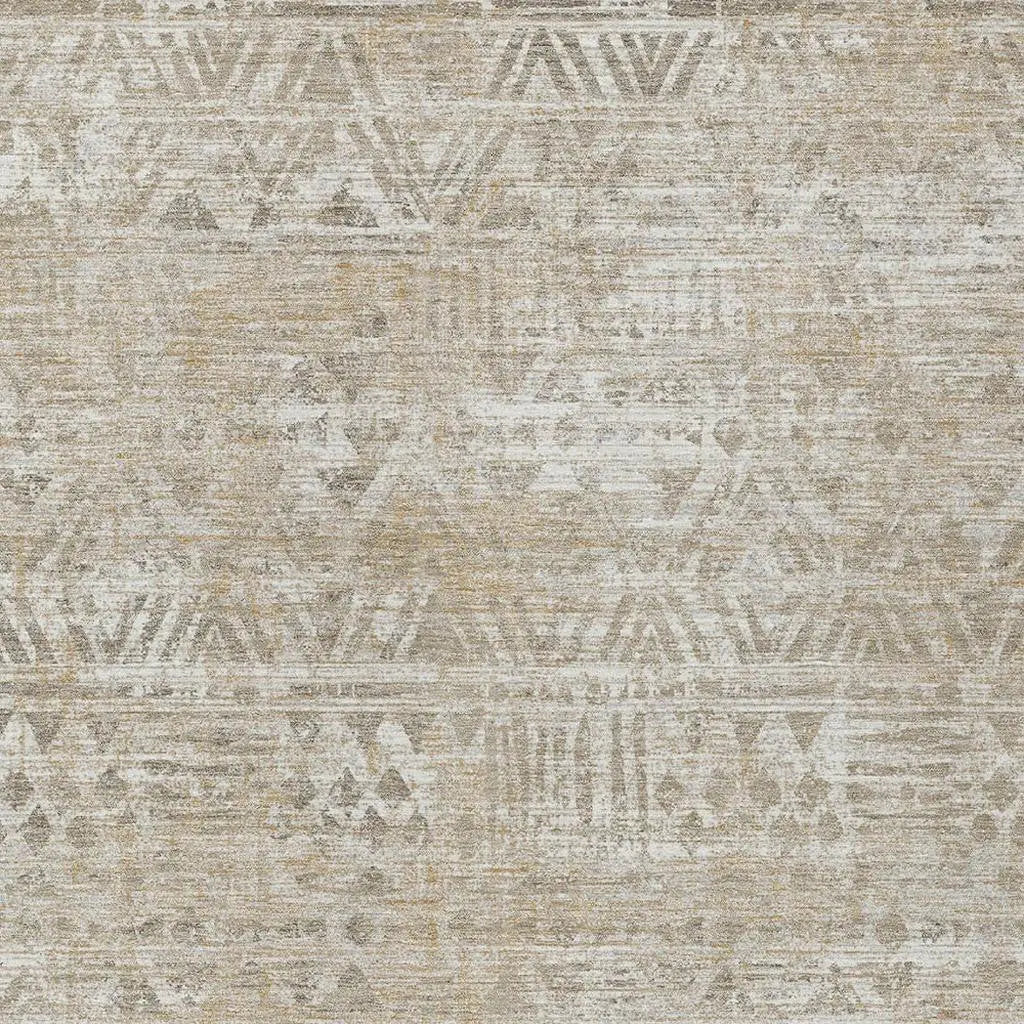3' X 5' Ivory And Beige Geometric Washable Indoor Outdoor Area Rug Homeroots Outdoor