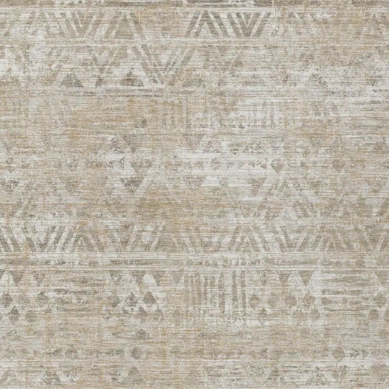 3' X 5' Ivory And Beige Geometric Washable Indoor Outdoor Area Rug Homeroots Outdoor